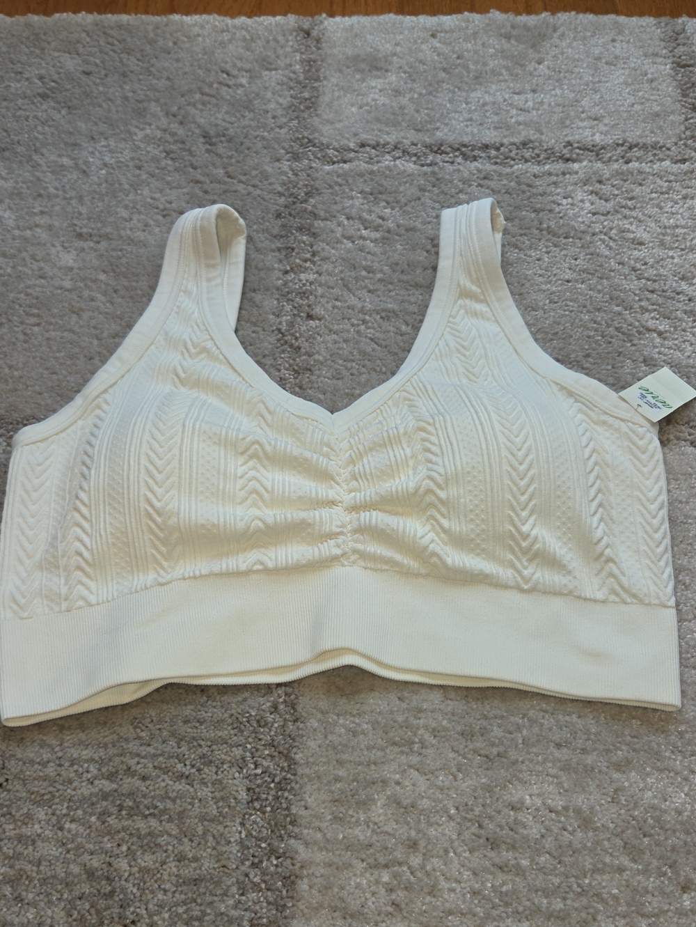 aerie Cream Cable-Knit Seamless Bralette